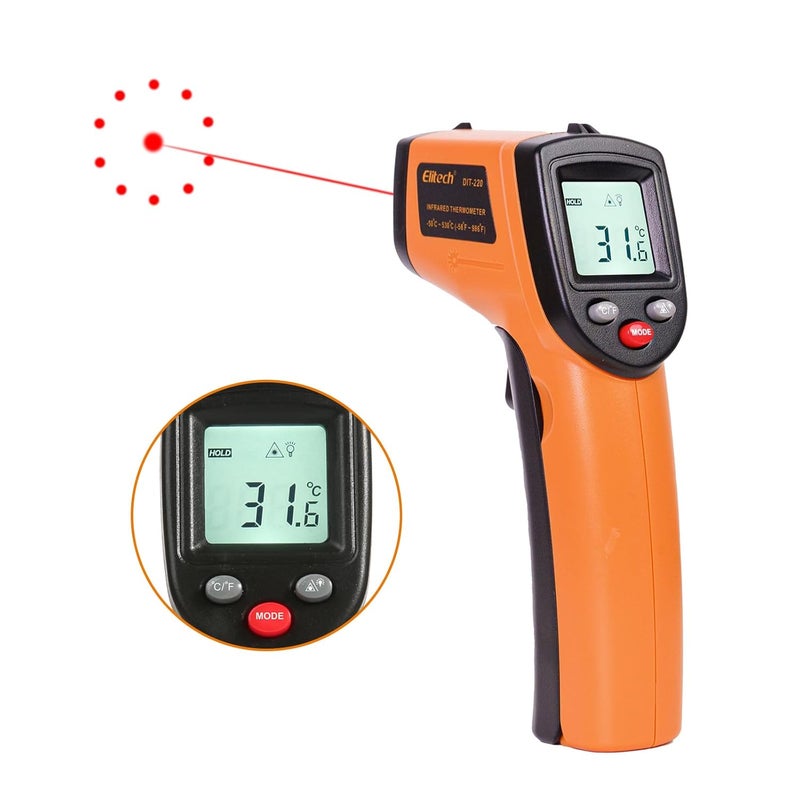 Elitech Laser Temperature Gun, Non-Contact Digital Infrared Thermometer, Adjustable Emissivity, Backlight, Handheld for Grill, Meat, Food, Candy, Automotive, HVAC Tools, -50~530°C(-58~986°F), DIT-220 - Image 2